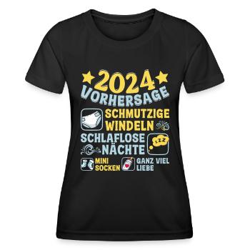 Vorhersage 2024 bald Vater Babyparty 2024 - Frauen Funktions-T-Shirt - Schwarz - Vorne - AI Model Female 172 light (172cm)