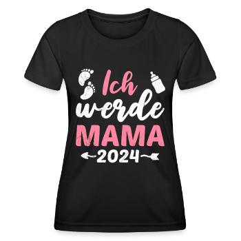 Ich werde Mama 2024 Baby Ankündigung Vorhersage - Frauen Funktions-T-Shirt - Schwarz - Vorne - AI Model Female 172 light (172cm)