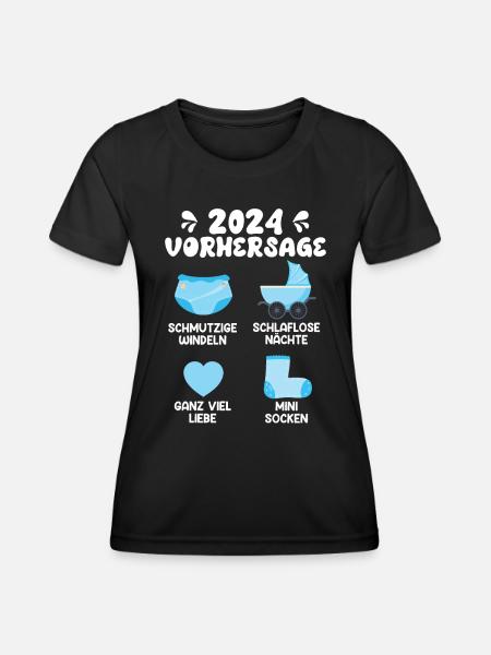 Werdender Papa 2024 Babyparty werdende Mama 2024 - Frauen Funktions-T-Shirt - Schwarz