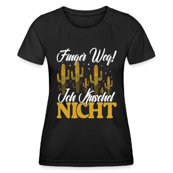 Finger weg! Ich kuschel nicht Kaktusliebhaber - Frauen Funktions-T-Shirt - Schwarz - Vorne - AI Model Female 172 light (172cm)