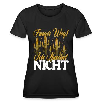 Finger weg! Ich kuschel nicht Kaktusliebhaber - Frauen Funktions-T-Shirt - Schwarz - Vorne - AI Model Female 172 light (172cm)
