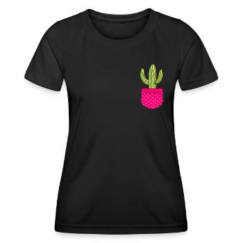 Kaktusliebhaber Sukkulenten Botanik Garten - Frauen Funktions-T-Shirt - Schwarz - Vorne - AI Model Female 172 light (172cm)