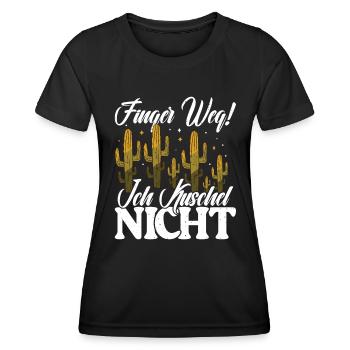 Finger weg! Ich kuschel nicht Kaktusliebhaber - Frauen Funktions-T-Shirt - Schwarz - Vorne - AI Model Female 172 light (172cm)