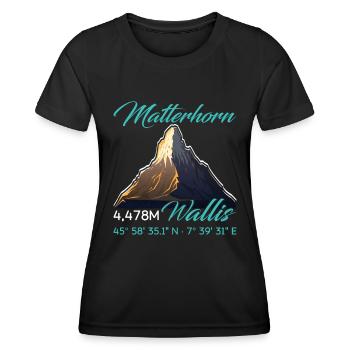 Matterhorn Wanderer Bergfan klettern Hiking - Frauen Funktions-T-Shirt - Schwarz - Vorne - AI Model Female 172 light (172cm)
