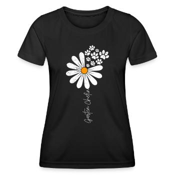 Jardinier patron marguerite - T-shirt sport Femme - noir - Devant - AI Model Female 172 light (172cm)