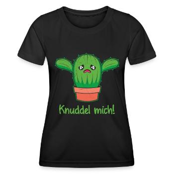 Knuddel mich! Kaktuspflanzen Botanik Gärtnerin - Frauen Funktions-T-Shirt - Schwarz - Vorne - AI Model Female 172 light (172cm)