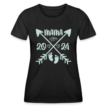 Mama 2024 werdende Mütter Baby Vorhersage - Frauen Funktions-T-Shirt - Schwarz - Vorne - AI Model Female 172 light (172cm)