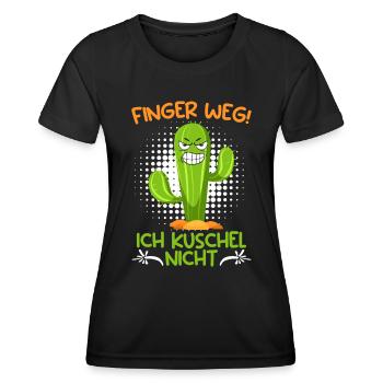 Finger weg! Ich kuschel nicht Kaktusliebhaber - Frauen Funktions-T-Shirt - Schwarz - Vorne - AI Model Female 172 light (172cm)