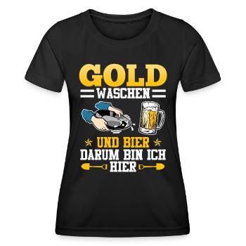 Gold waschen und Bier darum bin ich hier Goldfan - Frauen Funktions-T-Shirt - Schwarz - Vorne - AI Model Female 172 light (172cm)