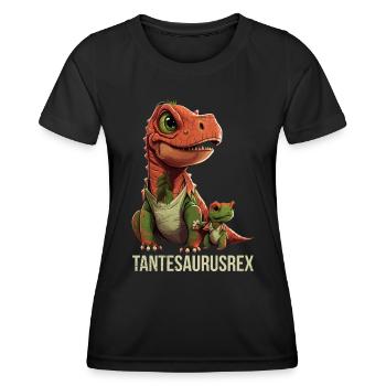 Tantesaurus Muttertag Tanten Auntiesaurus - Frauen Funktions-T-Shirt - Schwarz - Vorne - AI Model Female 172 light (172cm)