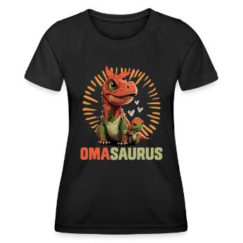 Omasaurus Dinosaurier Grandma Muttertag Granny - Frauen Funktions-T-Shirt - Schwarz - Vorne - AI Model Female 172 light (172cm)
