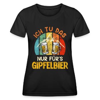 Wanderer lustig Bierfan Gipfelbier Summit - Frauen Funktions-T-Shirt - Schwarz - Vorne - AI Model Female 172 light (172cm)