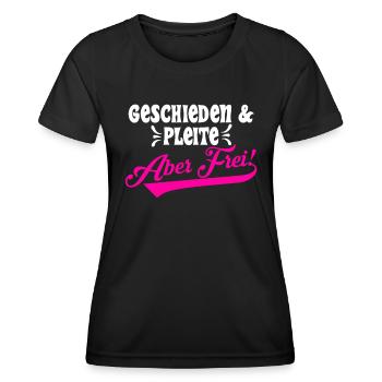 Geschieden & Pleite aber Frei! Scheidungsparty - Frauen Funktions-T-Shirt - Schwarz - Vorne - AI Model Female 172 light (172cm)