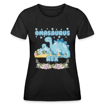 Omasaurus Dinosaurier Grandma Muttertag Granny - Frauen Funktions-T-Shirt - Schwarz - Vorne - AI Model Female 172 light (172cm)