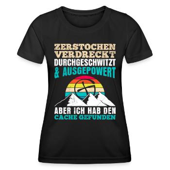 Geocacher GPS Ich hab den Cache gefunden - Frauen Funktions-T-Shirt - Schwarz - Vorne - AI Model Female 172 light (172cm)