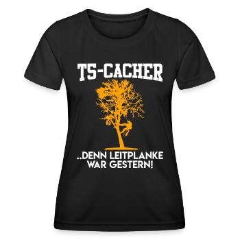 Geocaching Geocacher GPS Schnitzeljagd - Frauen Funktions-T-Shirt - Schwarz - Vorne - AI Model Female 172 light (172cm)
