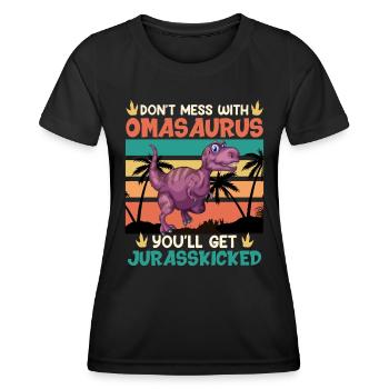 Omasaurus Muttertag Grandma Mama Tag Oma - Frauen Funktions-T-Shirt - Schwarz - Vorne - AI Model Female 172 light (172cm)