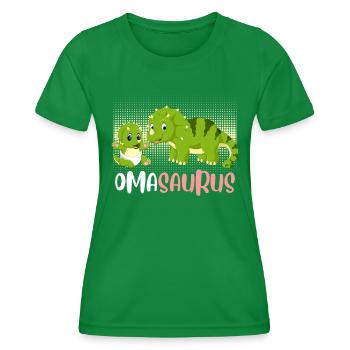 Omasaurus Muttertag Großmutter Saurus Omi - Frauen Funktions-T-Shirt - Kelly Green - Vorne - AI Model Female 172 dark (172cm)
