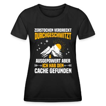 Geocacher Ich hab den Cache gefunden Geocache - Frauen Funktions-T-Shirt - Schwarz - Vorne - AI Model Female 172 light (172cm)