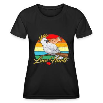Liebe tut Weh Kakadu Vogel Papagei Halter - Frauen Funktions-T-Shirt - Schwarz - Vorne - AI Model Female 172 light (172cm)