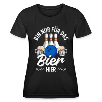 Bowling Für das Bier hier Bierliebhaber Bowler - Frauen Funktions-T-Shirt - Schwarz - Vorne - AI Model Female 172 light (172cm)