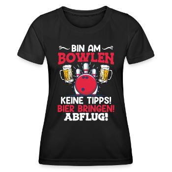 Bowlingspieler Bin am Bowlen Bier bringen! Bowler - Frauen Funktions-T-Shirt - Schwarz - Vorne - AI Model Female 172 light (172cm)