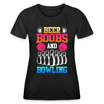 Bowlingspieler Beer Boobs and Bowling Bierfan - Frauen Funktions-T-Shirt - Schwarz - Vorne - AI Model Female 172 light (172cm)