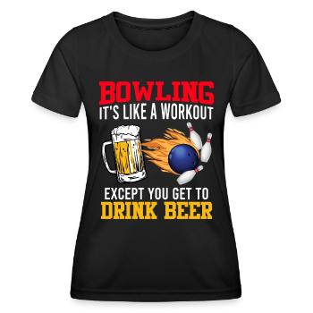 Bowling It ́s like a Workout Bowling Player - Women's Functional T-Shirt - black - Front - AI Model Female 172 light (172cm)