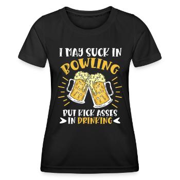 Bowling Player I may Suck in Bowling Beer Fan - Women's Functional T-Shirt - black - Front - AI Model Female 172 light (172cm)