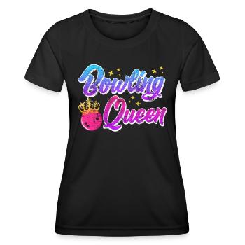 Bowling Queen Bowlingspieler Damen Outfit - Frauen Funktions-T-Shirt - Schwarz - Vorne - AI Model Female 172 light (172cm)