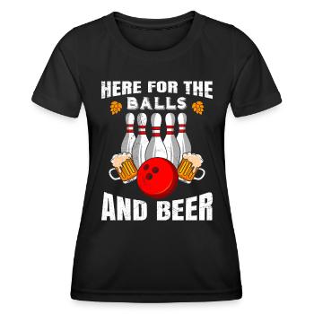 Bowling Here for the Balls and Beer Bierfan - Women's Functional T-Shirt - black - Front - AI Model Female 172 light (172cm)
