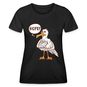 Seagulls NOPE! Low German Bird Lover Shirt - Women's Functional T-Shirt - black - Front - AI Model Female 172 light (172cm)