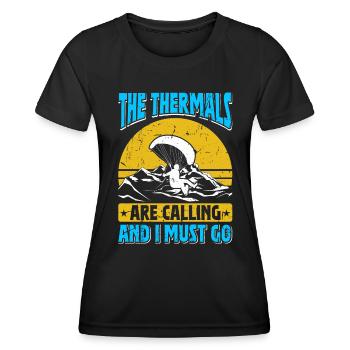 Les parapentistes thermiques appellent Je dois y aller - T-shirt sport Femme - noir - Devant - AI Model Female 172 light (172cm)