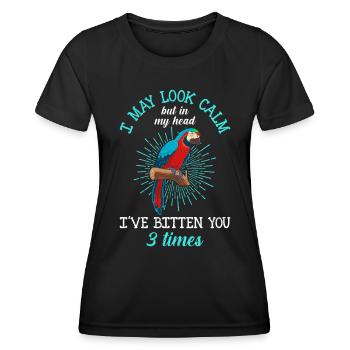 Aras I may look Calm but I ́ve bitten you 3 times - Women's Functional T-Shirt - black - Front - AI Model Female 172 light (172cm)