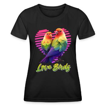 Inséparables Perroquets Amis Oiseaux Amis Oiseaux - T-shirt sport Femme - noir - Devant - AI Model Female 172 light (172cm)