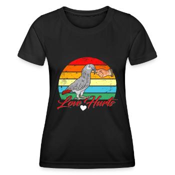 Love Hurts Grey Parrot African Grey - Women's Functional T-Shirt - black - Front - AI Model Female 172 light (172cm)