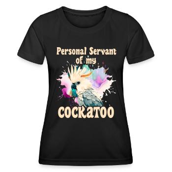 Kakaduu Serviteur personnel de mon cacatoès - T-shirt sport Femme - noir - Devant - AI Model Female 172 light (172cm)