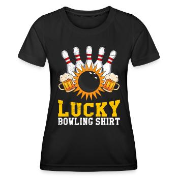 Lucky Bowling Shirt Bowler Bierliebhaber - Frauen Funktions-T-Shirt - Schwarz - Vorne - AI Model Female 172 light (172cm)