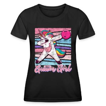 Bowling Women Gutter Girl Unicorn Fan Bowler - Women's Functional T-Shirt - black - Front - AI Model Female 172 light (172cm)