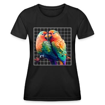 Inséparables Perroquets Amis Oiseaux Amis Oiseaux - T-shirt sport Femme - noir - Devant - AI Model Female 172 light (172cm)