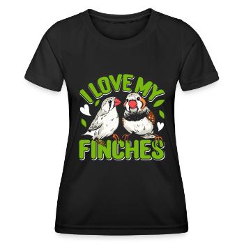 Zebra Finken I love my Finches Vogelfreund - Frauen Funktions-T-Shirt - Schwarz - Vorne - AI Model Female 172 light (172cm)