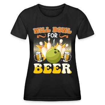 Bowling Shirt Will Bowl for Beer Bierfan - Women's Functional T-Shirt - black - Front - AI Model Female 172 light (172cm)