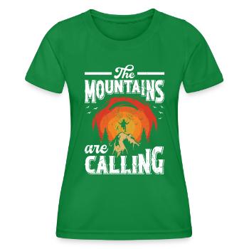 Mountaineering The Mountains are Calling - Women's Functional T-Shirt - kelly green - Front - AI Model Female 172 dark (172cm)