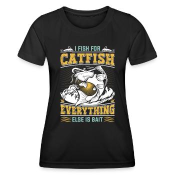 Wels Angeln Je pêche pour Catfish Waller Angler - T-shirt sport Femme - noir - Devant - AI Model Female 172 light (172cm)