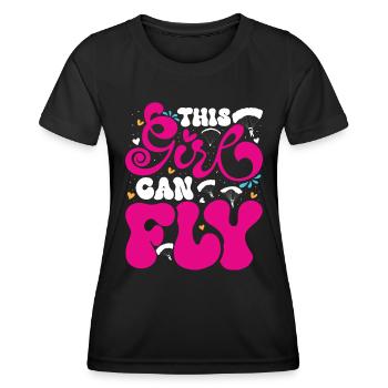 Parapente Mouche Femmes - T-shirt sport Femme - noir - Devant - AI Model Female 172 light (172cm)