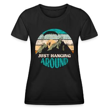 Gleitschirmflieger Just Hanging Around Paraglide - Frauen Funktions-T-Shirt - Schwarz - Vorne - AI Model Female 172 light (172cm)