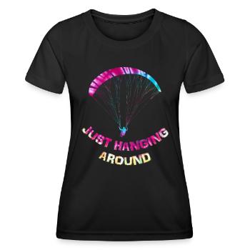 Gleitschirmflieger Ich Hänge hier nur Ab - Frauen Funktions-T-Shirt - Schwarz - Vorne - AI Model Female 172 light (172cm)