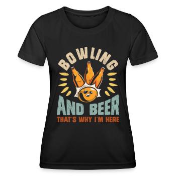 Bowling und Bier Darum bin ich hier Bowler - Frauen Funktions-T-Shirt - Schwarz - Vorne - AI Model Female 172 light (172cm)