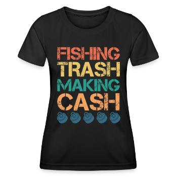 Magnetfischer Pêche Trash making Cash - T-shirt sport Femme - noir - Devant - AI Model Female 172 light (172cm)