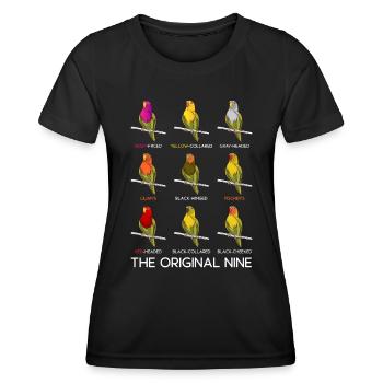 Love Birds Les neuf tourtereaux originaux Perroquet - T-shirt sport Femme - noir - Devant - AI Model Female 172 light (172cm)